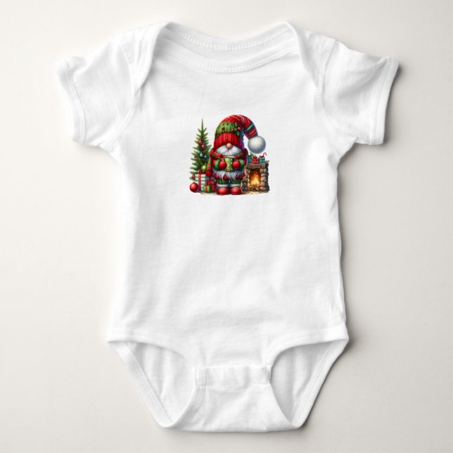 Body Para Bebê Cozy Christmas Gnome Art – Festive Holiday (Frente)