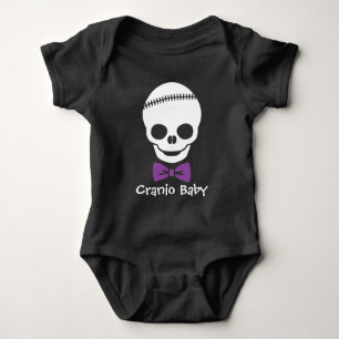 Body Para Bebê Cranio Baby Boy Skull com Bowtie Roxo