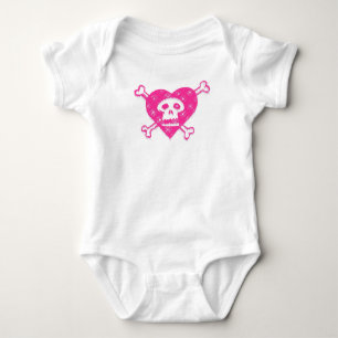 Body Para Bebê Crânio cor-de-rosa e Crossbones