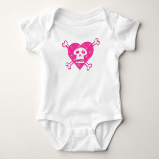 Body Para Bebê Crânio cor-de-rosa e Crossbones