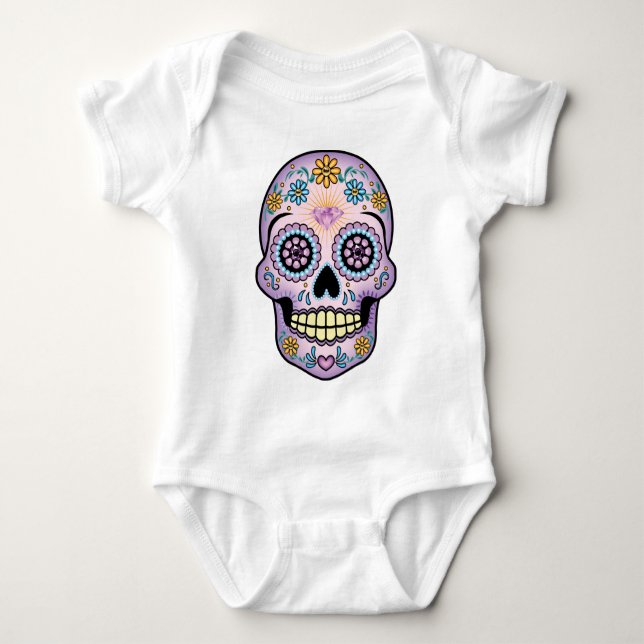 Body Para Bebê Crânio de Açúcar Roxo (Frente)