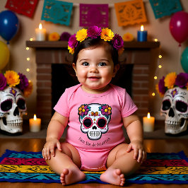 Body Para Bebê 🌹 Crânio de Bebê com margarida 🌹