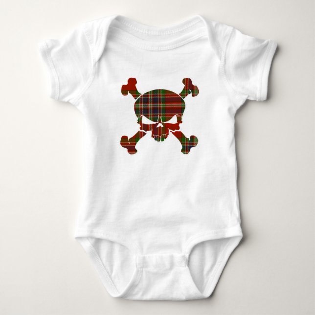 Body Para Bebê Crânio de MacFarlane Tartan sem faixa (Frente)