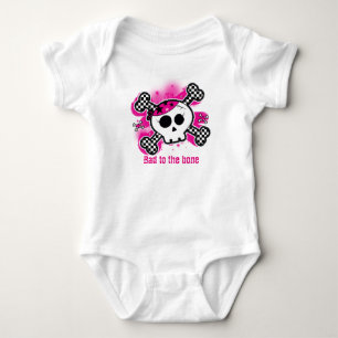 Body Para Bebê Crânio Rosa Bebê Personalizado Uma Peça