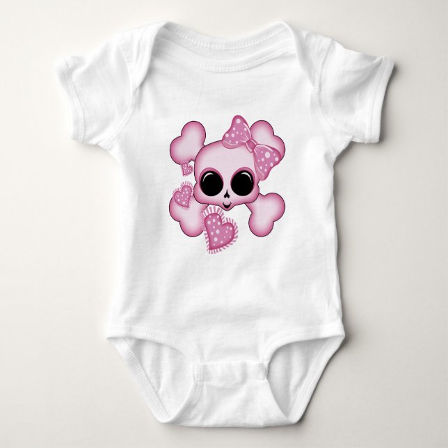 Body Para Bebê Crânio rosa-claro (Frente)