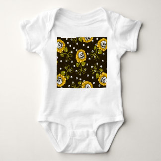 Body Para Bebê Crânios De Girassol: Padrão Único Sem Olho.