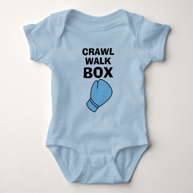 Body Para Bebê Crawl Walk Box boxe azul roupa de bebê luva (Frente)