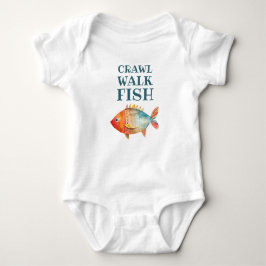 Body Para Bebê Crawl Walk Fish Funny Watercolor Pesca