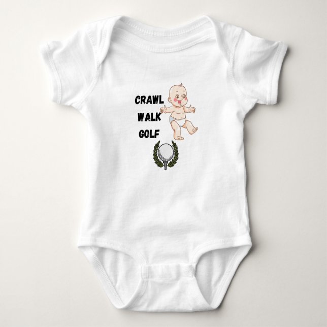 Body Para Bebê crawl walk golf golfer golfing baby bodysuit (Frente)