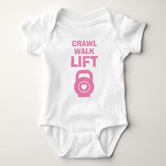 Body Para Bebê CRAWL WALK LIFT chato de kettlebell rosa para bebê (Frente)