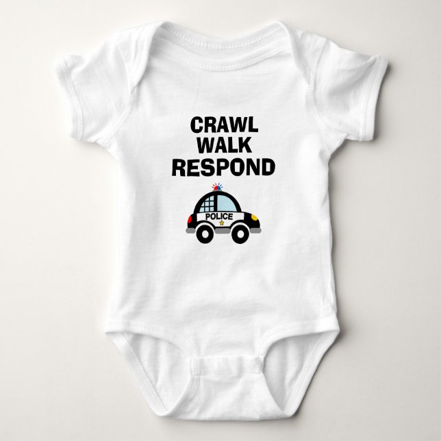 Body Para Bebê CRAWL WALK RESPOND presente ursinho de carro da po (Frente)
