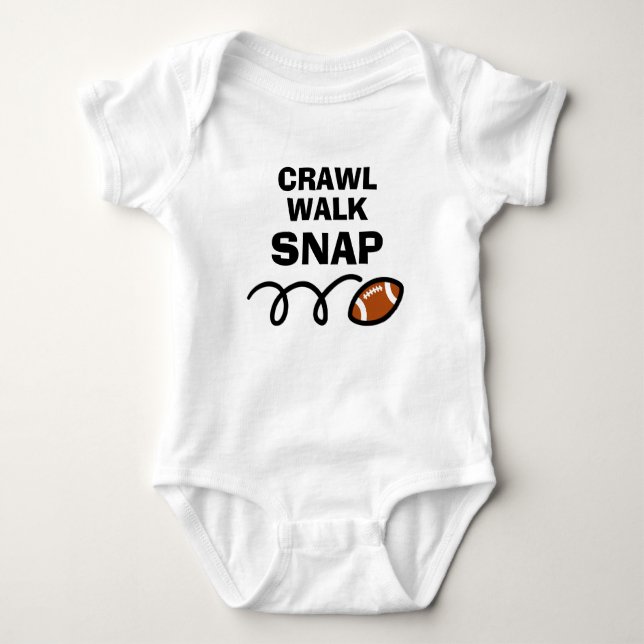 Body Para Bebê CRAWL WALK SNAP Esportes de futebol americano fofo (Frente)