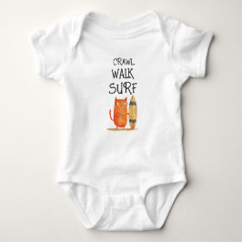 Body Para Bebê Crawl Walt Surf Watercolor Surfer Cat Funny & Cute