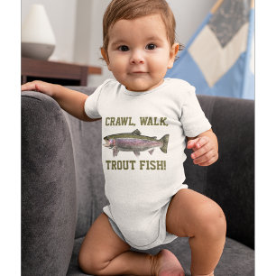 Body Para Bebê Crawl Walt Trout Fish Engraçado Bebê Pesca