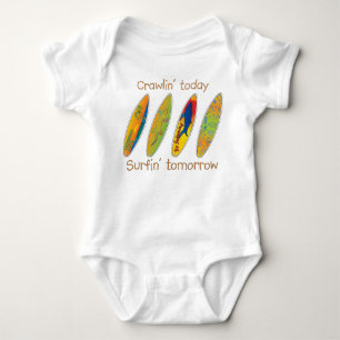Body Para Bebê Crawlin hoje, surfin amanhã