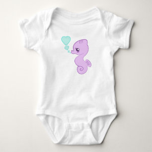 Body Para Bebê Creeper bonito do cavalo marinho do bebê