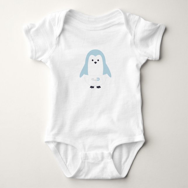 Body Para Bebê Creeper Criança Pinguim Azul Bebê (Frente)