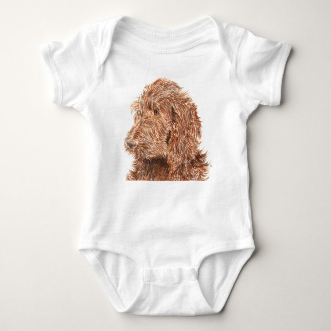 Body Para Bebê Creeper da criança de Labradoodle #2 do chocolate (Frente)