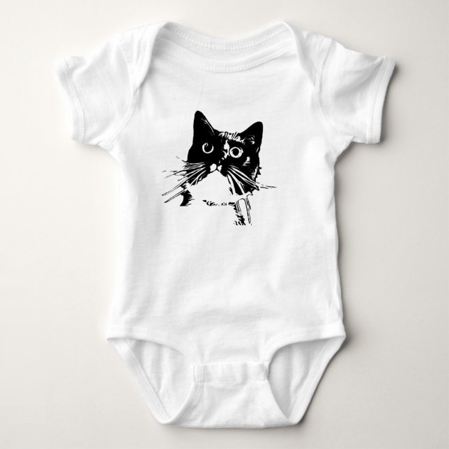 Body Para Bebê Creeper da criança do gato (Frente)
