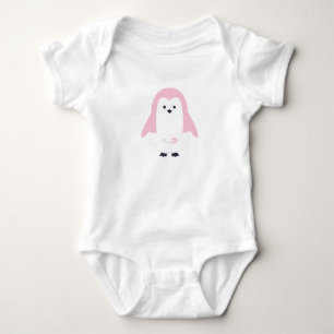 Body Para Bebê Creeper de Criança Pinguim Rosa Bebê