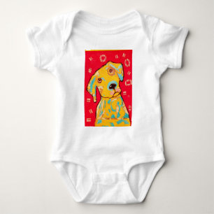 Body Para Bebê Creeper infantil com design curioso do cão