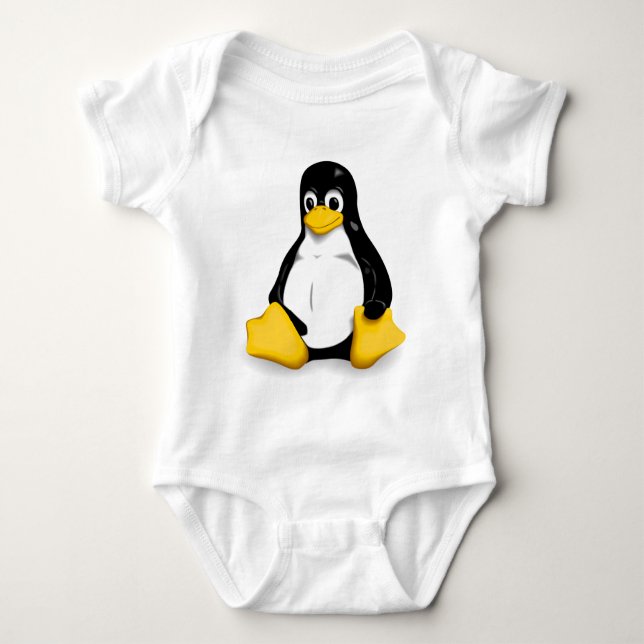 Body Para Bebê Creeper orgânico do bebê de Linux Tux (Frente)