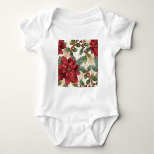 Body Para Bebê Creme Vermelho de Poinsettia 50
