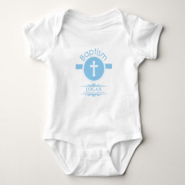 Body Para Bebê Criança Azul e Personalizável do Batismo de Deus (Frente)
