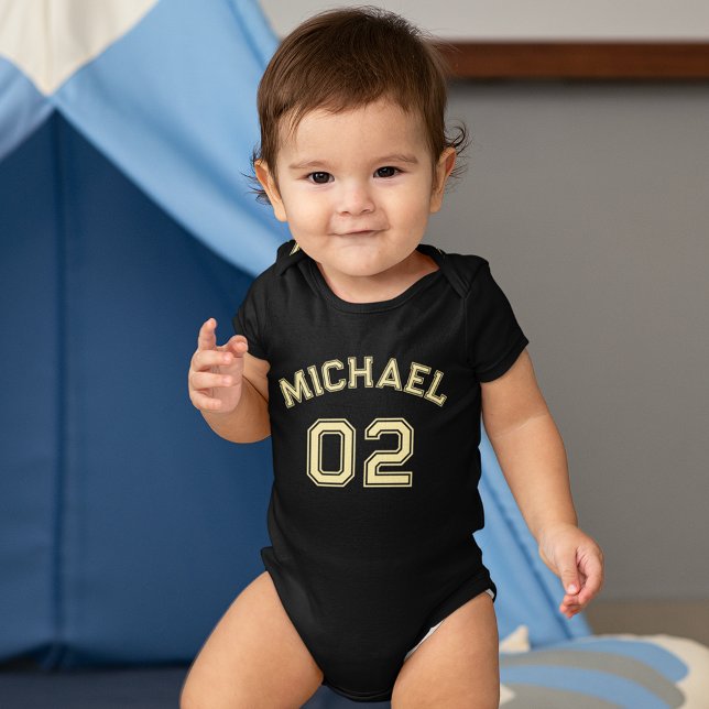 Body Para Bebê Criança Boy Girl Name Jersey Number Cotton de Espo (Infant Boy Girl Name Jersey Number Sports Cotton Baby Bodysuit)