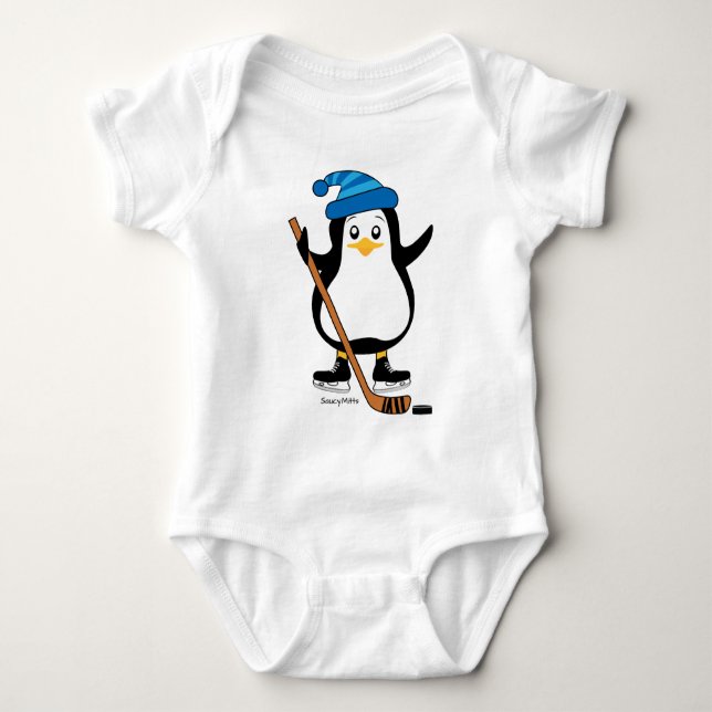 Body Para Bebê Criança de Pinguim Hockey Romper (Frente)