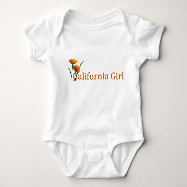 Body Para Bebê Criança de Poppies da California Girl (Frente)