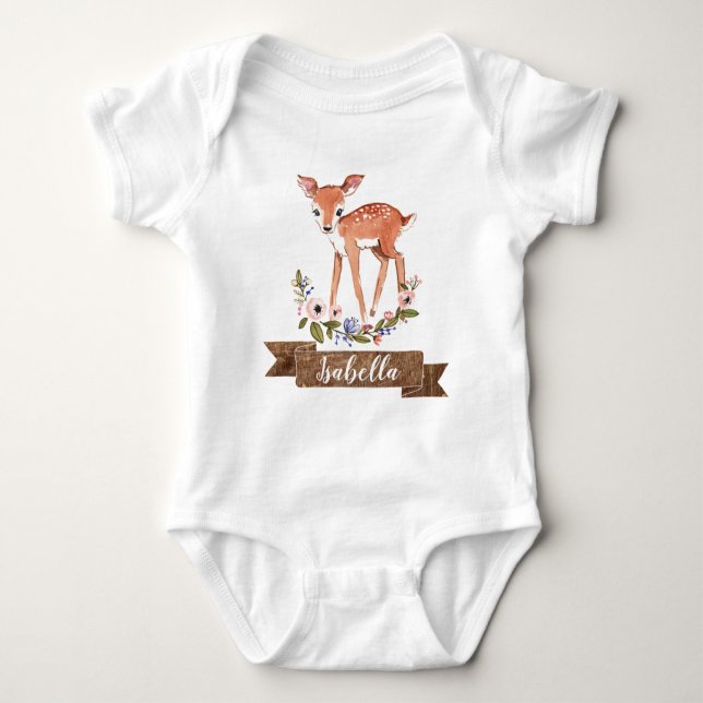 Body Para Bebê Criança de veados personalizada de fato físico (Frente)