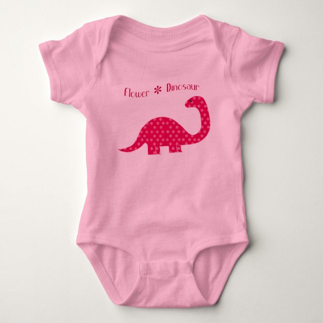 Body Para Bebê Criança do dinossauro da flor (Frente)