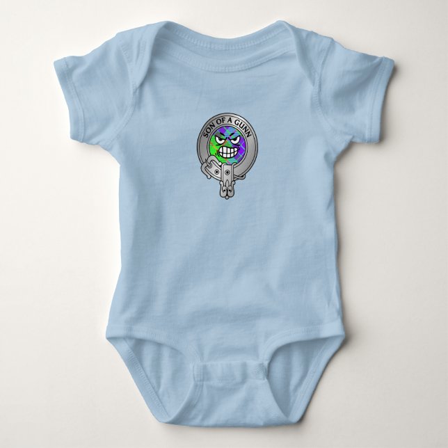 Body Para Bebê Crianças Clan Gunn Crest & Tartan Baby Bodydress (Frente)