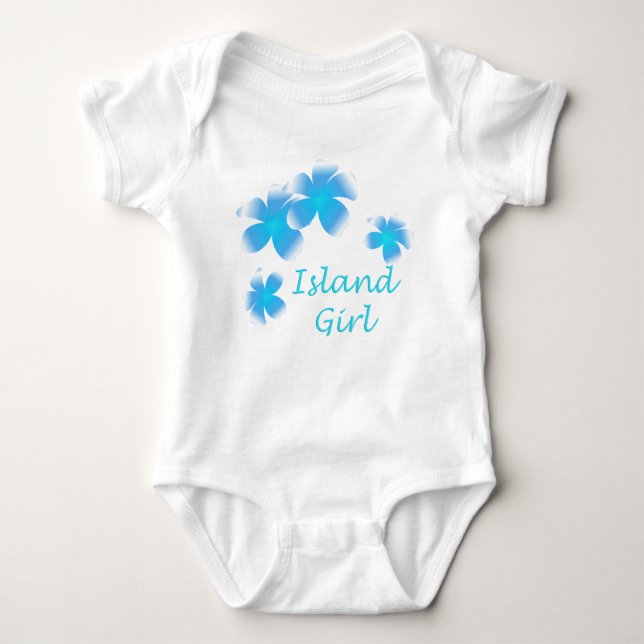Body Para Bebê Crianças de Aqua Floral Tropicais das Ilhas Havaia (Frente)