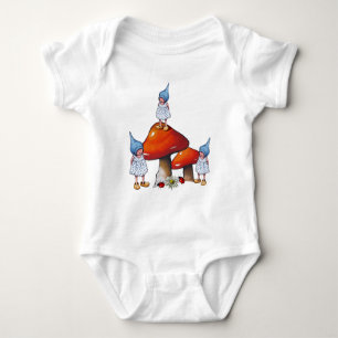 Body Para Bebê Crianças Gnomo, Meninas Triplet, Toadstools, Art