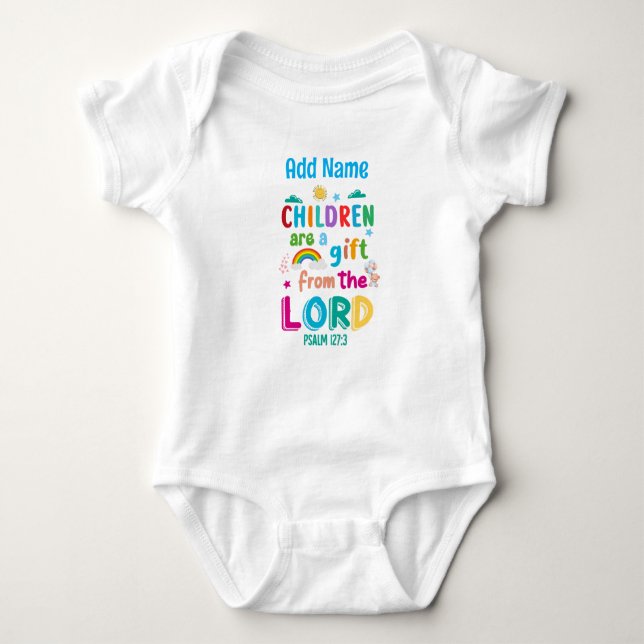 Body Para Bebê "Crianças são presentes do Senhor" (azul) (Frente)