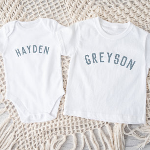 Body Para Bebê Crianças - Teto de Nome Personalizado Dusty Blue