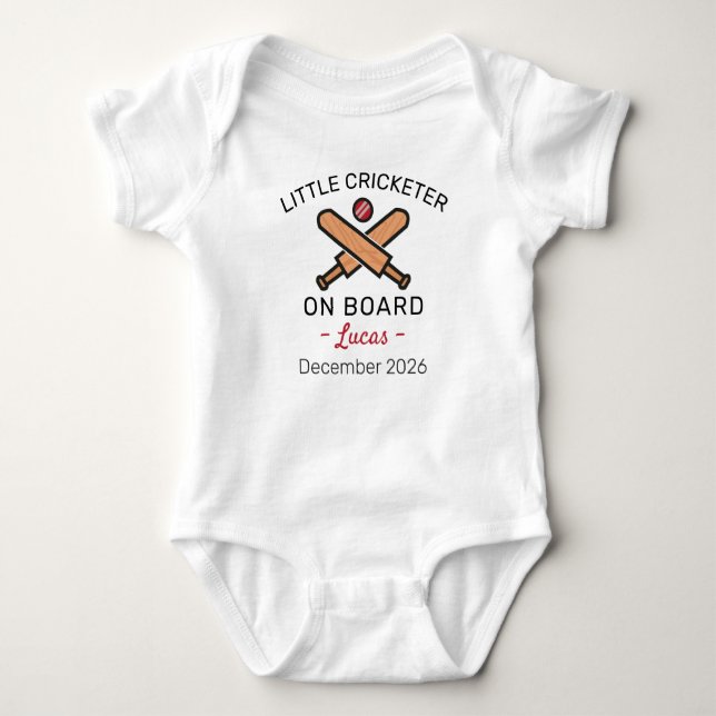Body Para Bebê Cricketer - Little Cricketer on Board - Cricket (Frente)