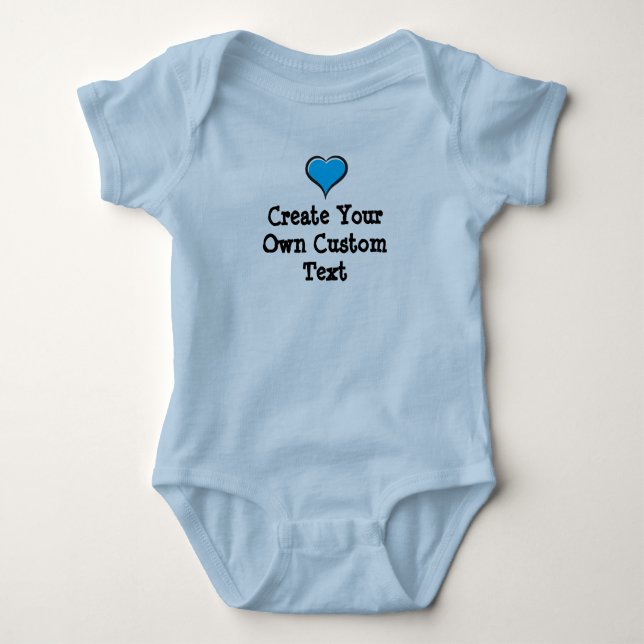 Body Para Bebê Crie seu próprio texto personalizado com Blue Hear (Frente)