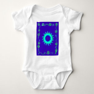 Body Para Bebê Crie sua própria Arte Floral Azul Iridescente