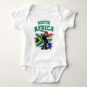 Body Para Bebê Críquete sul-africano, fã de bandeira da África do