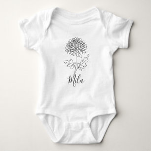 Body Para Bebê Crisântemo de Nascimento Personalizado de Novembro