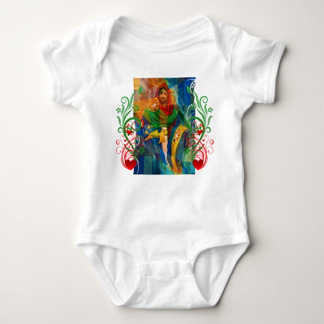 Body Para Bebê Cristo da Camisa-T portuguesa (Frente)