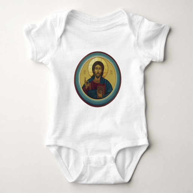 Body Para Bebê Cristo Pantocrator Bizantino Arte de Mosaico Redon (Frente)