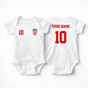 Body Para Bebê Croácia Futebol/Nome e Número Personalizados