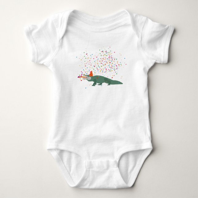 Body Para Bebê Crocodilo de Alligador - Animais com Festa (Frente)