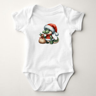 Body Para Bebê Crocodilo de Natal Muito Cheio
