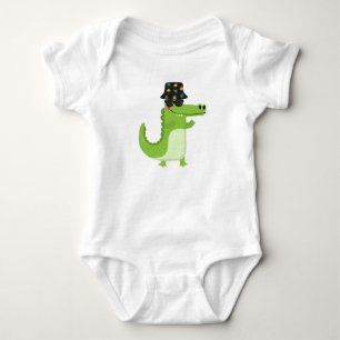 Body Para Bebê Crocodilo Legal com Óculos de Sol e Balde Folhudo