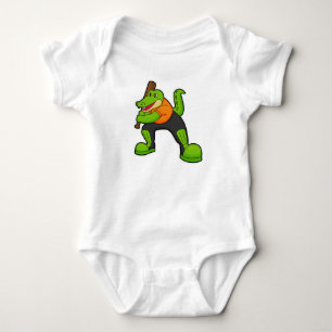 Body Para Bebê Crocodilo no Cricket com morcego de Cricket